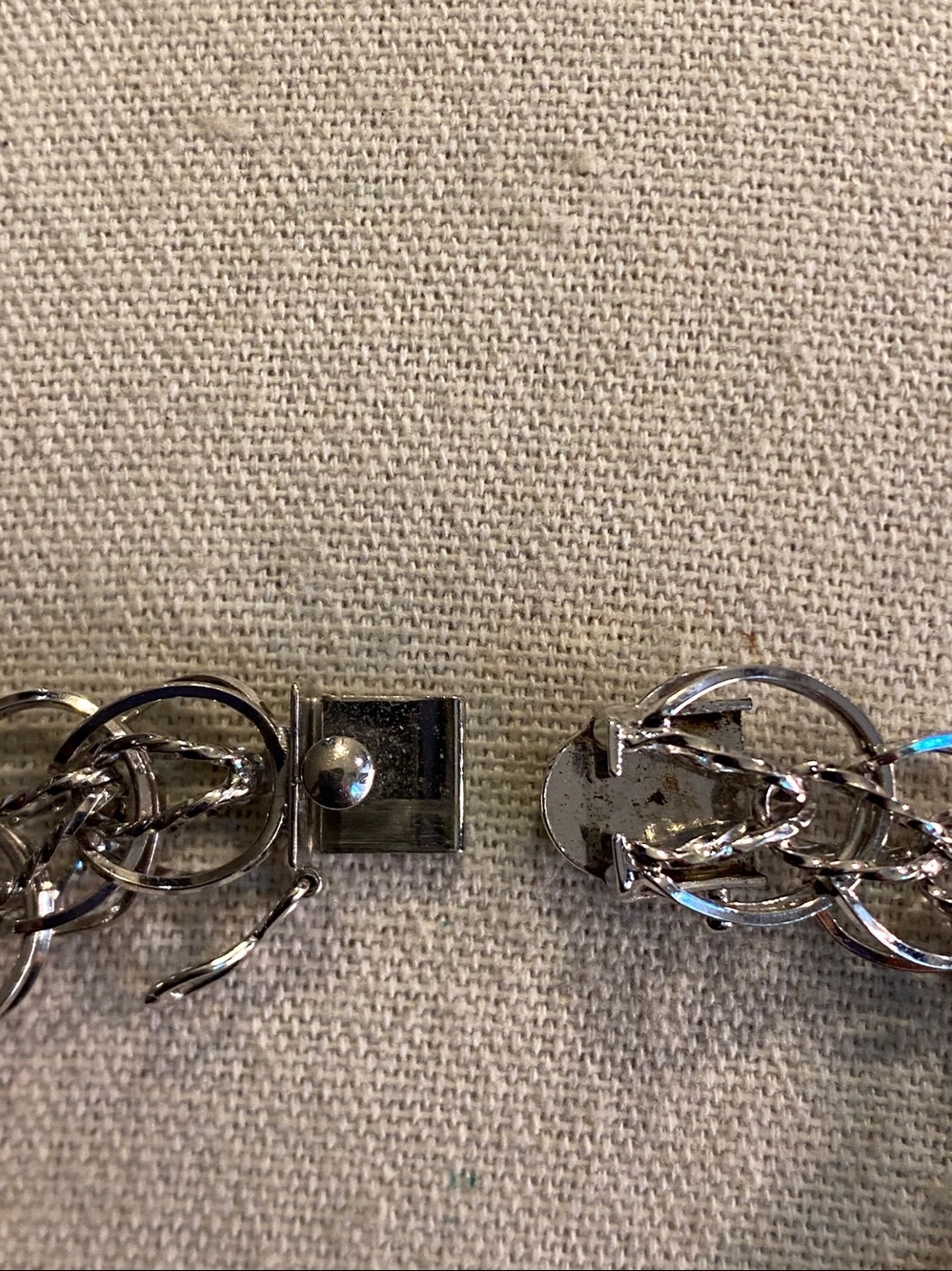Vintage Sterling Silver Modernist Circle Link Bracelet 7.5” Signed EJ - Picture 4 of 4